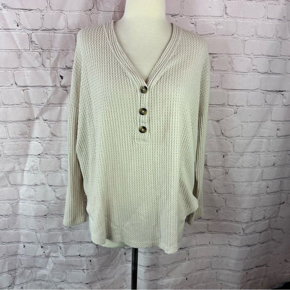 American Eagle Outfitters soft & sexy plush waffle knit henley top women M